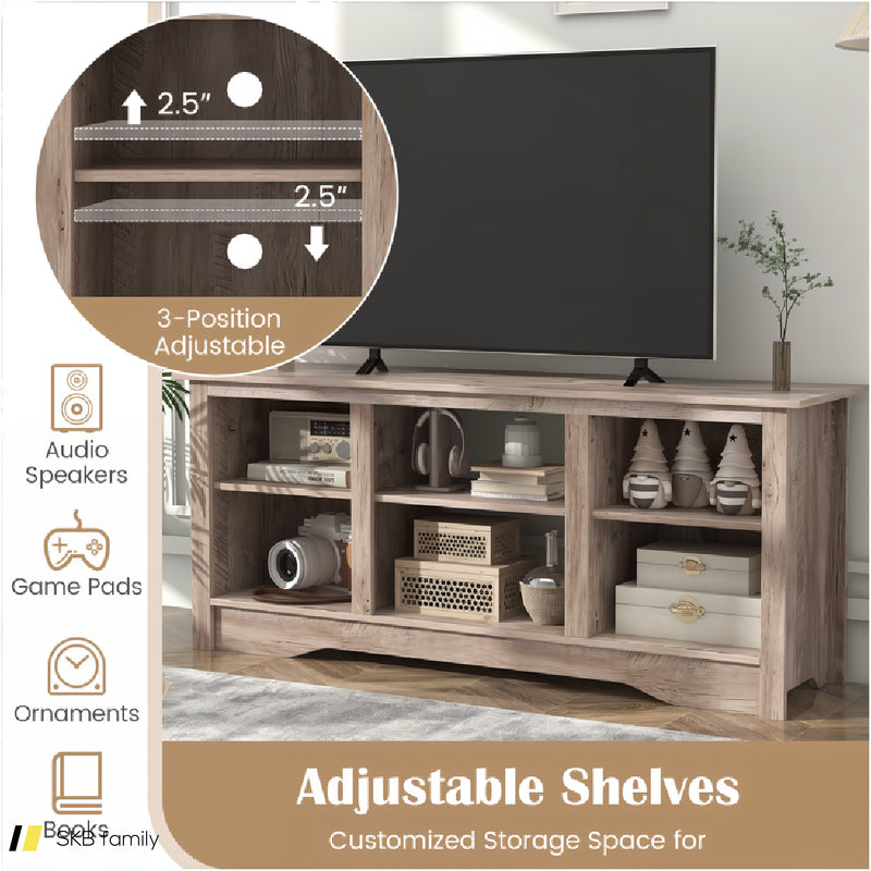 Tv Stand For Up To 65&Quot; Flat Screen Tvs With Adjustable Shelves For 18&Quot; Electric Fireplace (Not Included) 240615-229400