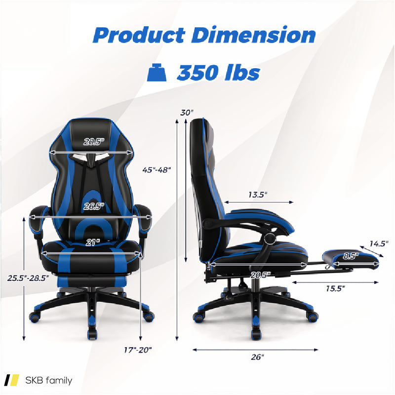 Gaming Chair Racing Style Swivel Chair With Footrest And Adjustable Lumbar Pillow 240615-229402