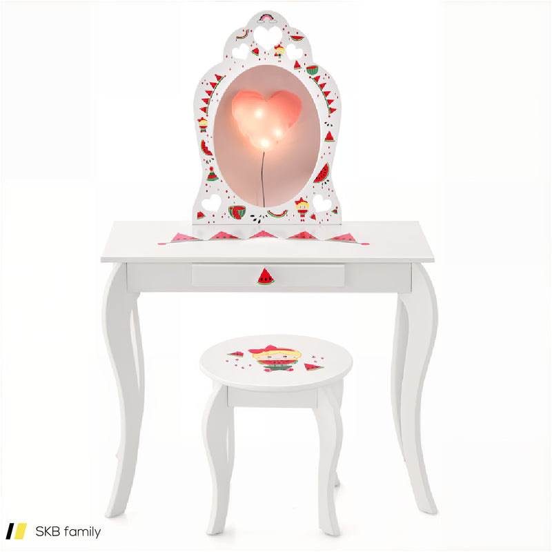 2 In 1 Children Pretend Makeup Vanity Set With Removable Mirror And Storage Drawer 240615-230170