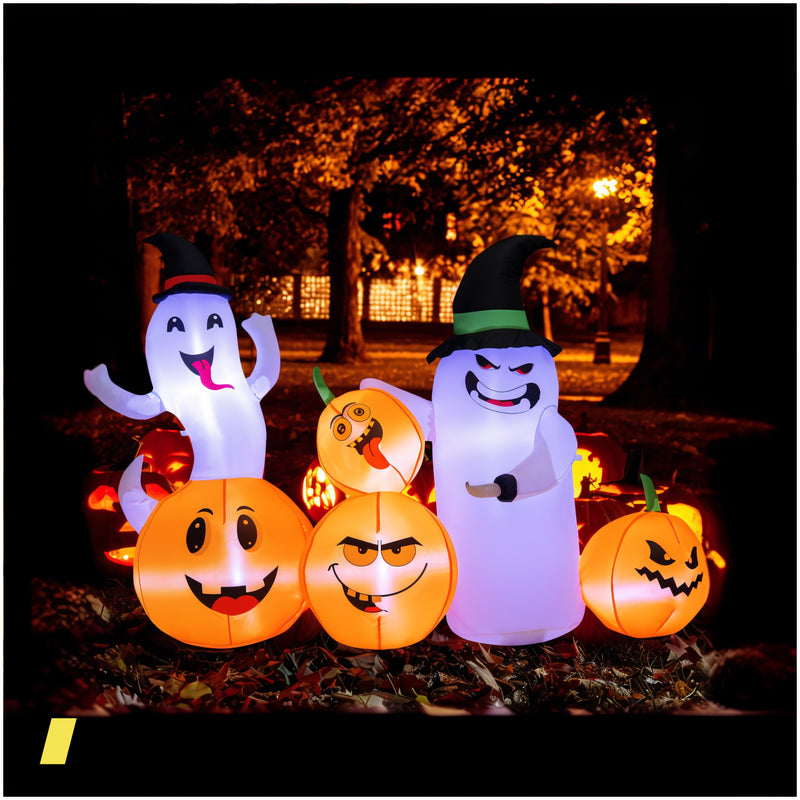 6 Feet Halloween Inflatable Pumpkins And Ghosts With Led Lights 240615-230177