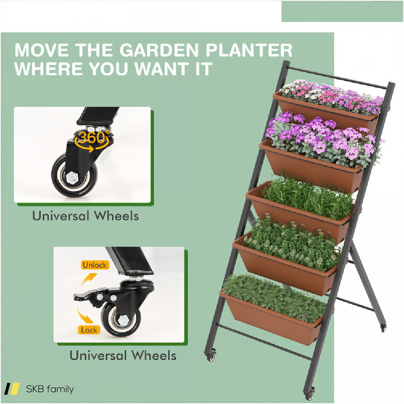 5-Tier Vertical Raised Garden Bed With Wheels And Container Boxes 240615-230181