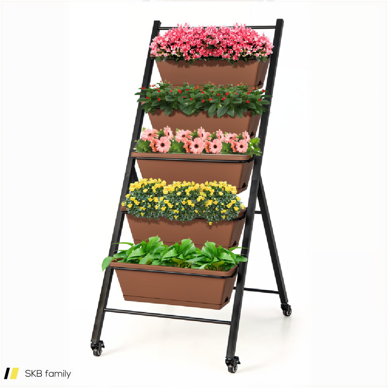 5-Tier Vertical Raised Garden Bed With Wheels And Container Boxes 240615-230181