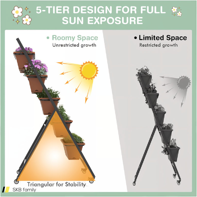 5-Tier Vertical Raised Garden Bed With Wheels And Container Boxes 240615-230181