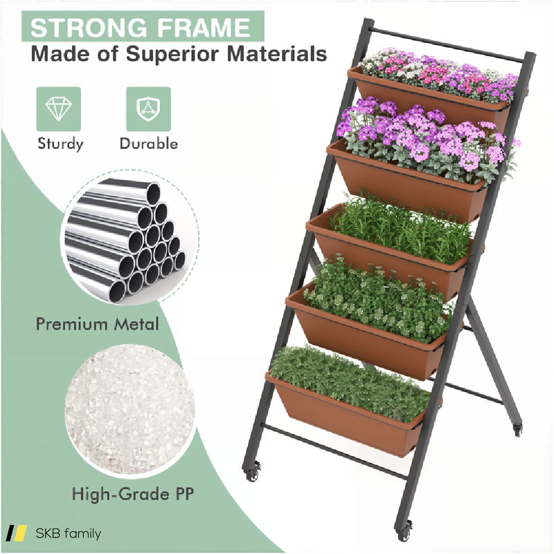 5-Tier Vertical Raised Garden Bed With Wheels And Container Boxes 240615-230181