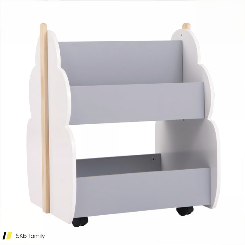 Kids Wooden Bookshelf With Universal Wheels 240615-230182