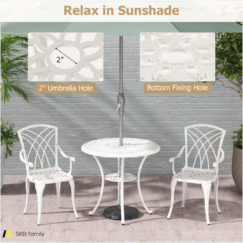 5 Piece Patio Bistro Table Chair Set With Umbrella Hole And Aluminum Frame 240615-230187