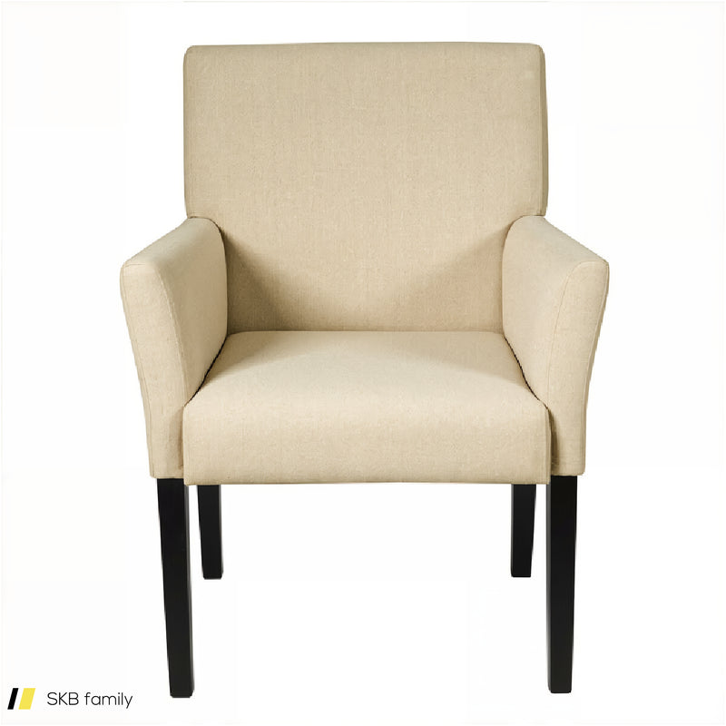 Fabric Upholstered Executive Guest Armchair With Rubber Wood Legs 240615-230190