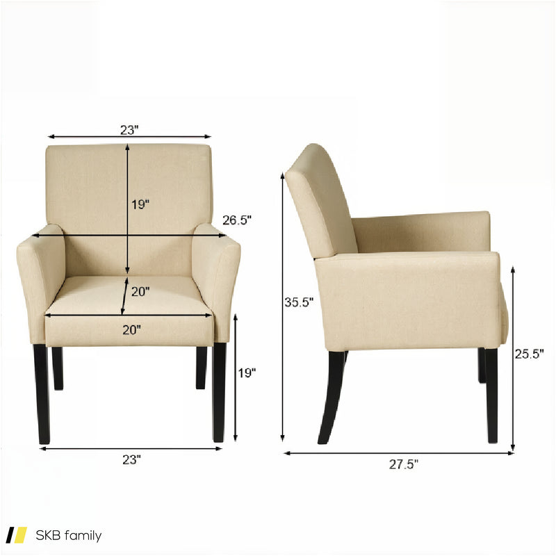 Fabric Upholstered Executive Guest Armchair With Rubber Wood Legs 240615-230190