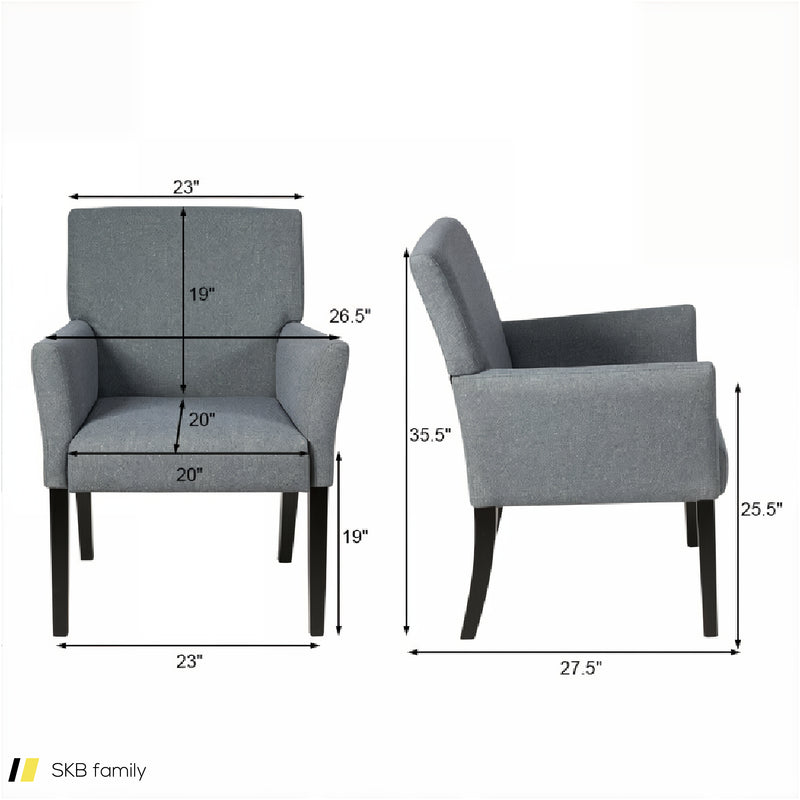 Fabric Upholstered Executive Guest Armchair With Rubber Wood Legs 240615-230190