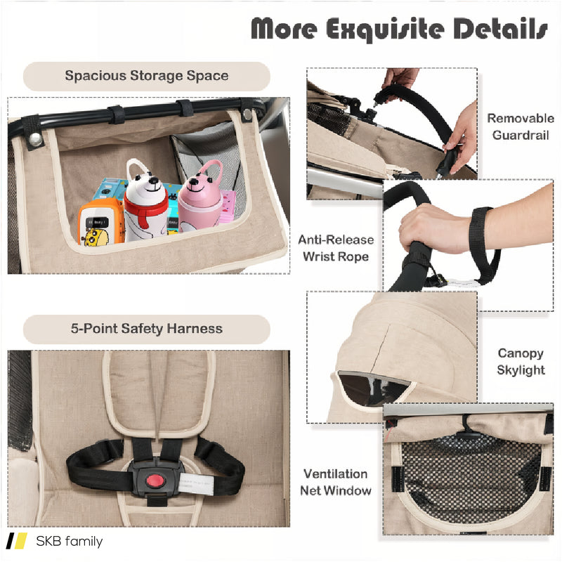 2-In-1 Foldable High Landscape Baby Stroller With Diaper Bag 240615-230195