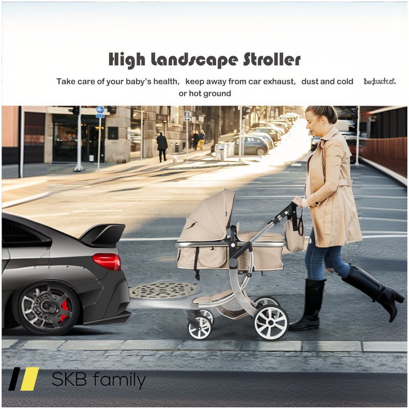 2-In-1 Foldable High Landscape Baby Stroller With Diaper Bag 240615-230195