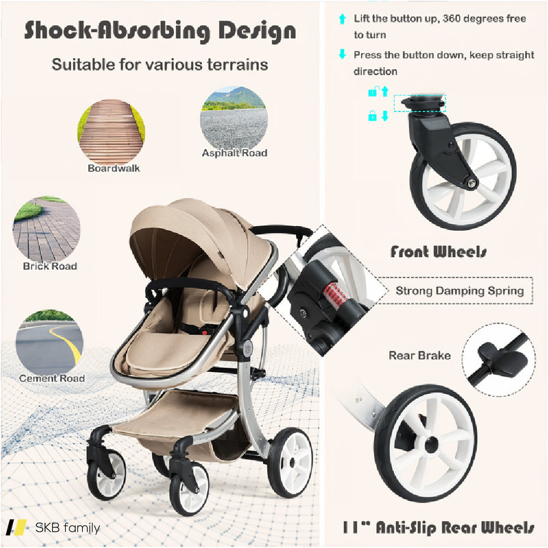 2-In-1 Foldable High Landscape Baby Stroller With Diaper Bag 240615-230195