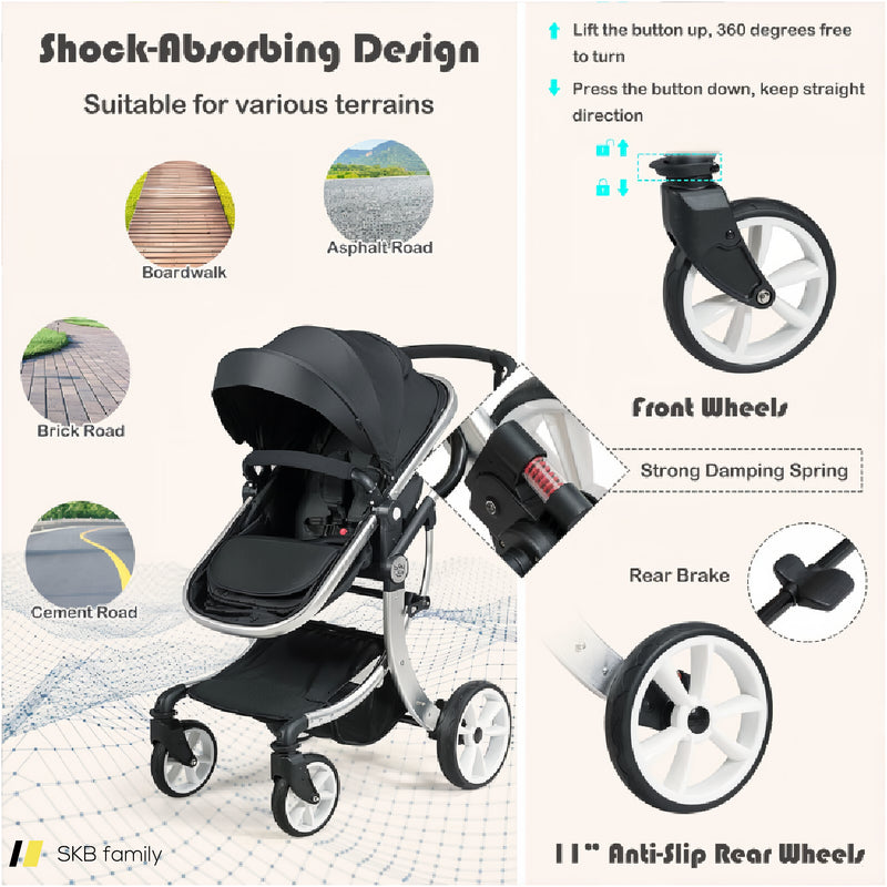 2-In-1 Foldable High Landscape Baby Stroller With Diaper Bag 240615-230195