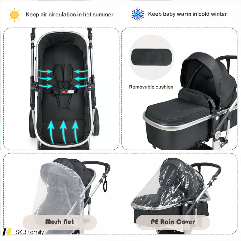 2-In-1 Foldable High Landscape Baby Stroller With Diaper Bag 240615-230195