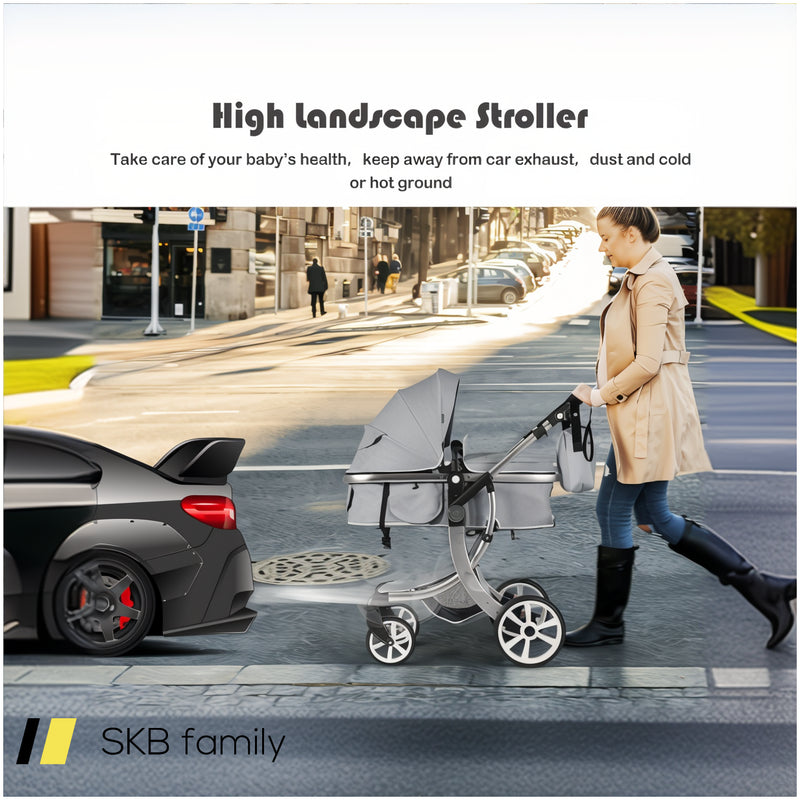 2-In-1 Foldable High Landscape Baby Stroller With Diaper Bag 240615-230195