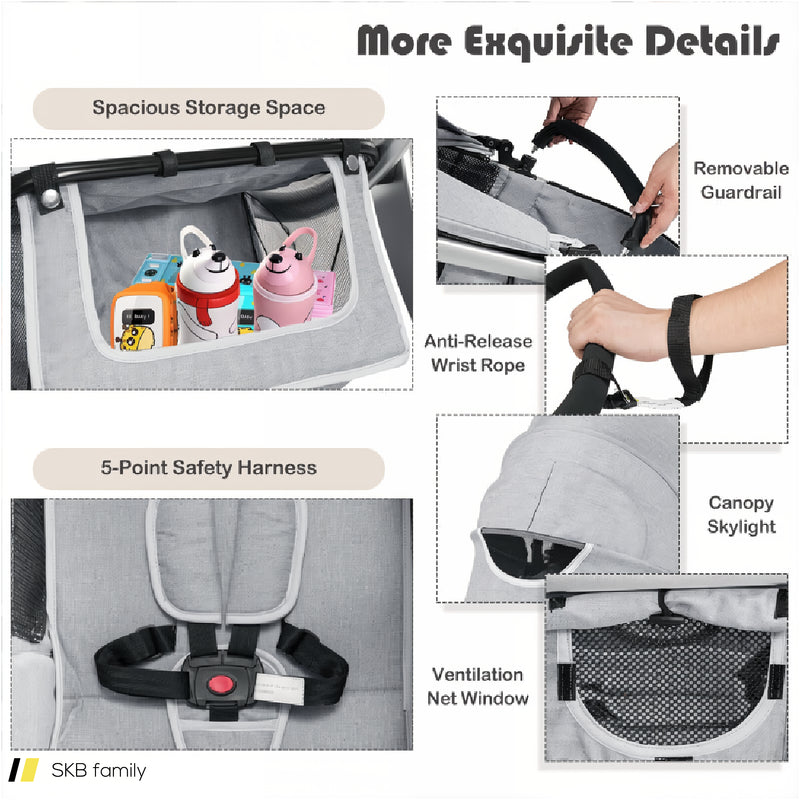 2-In-1 Foldable High Landscape Baby Stroller With Diaper Bag 240615-230195