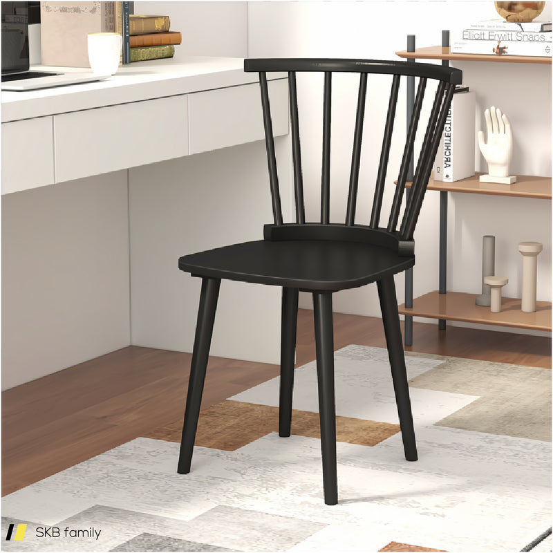 Windsor Dining Chairs Set Of 2 Rubber Wood Kitchen Chairs With Spindle Back 240615-230197