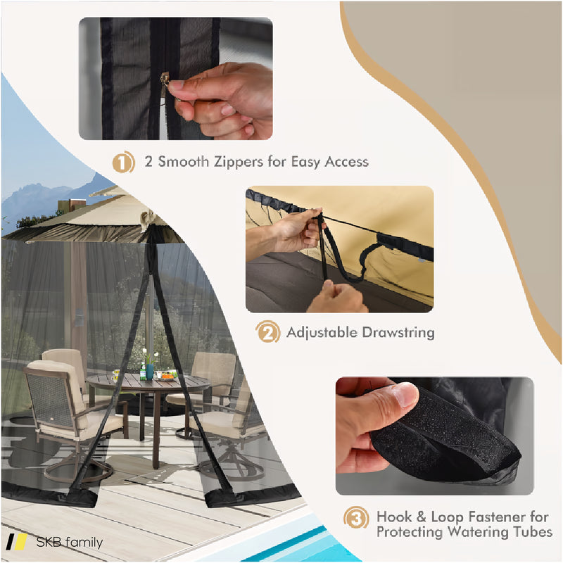 8-12 Feet Patio Umbrella Table Mesh Screen Cover Mosquito Netting 240615-230199