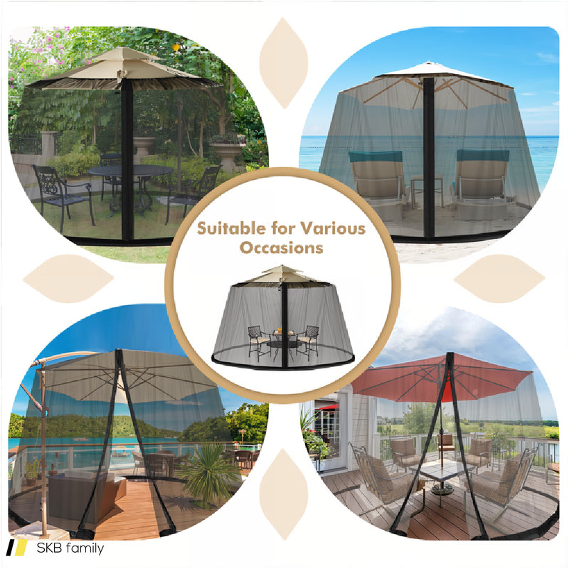 8-12 Feet Patio Umbrella Table Mesh Screen Cover Mosquito Netting 240615-230199