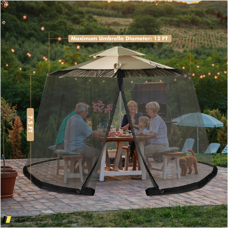 8-12 Feet Patio Umbrella Table Mesh Screen Cover Mosquito Netting 240615-230199