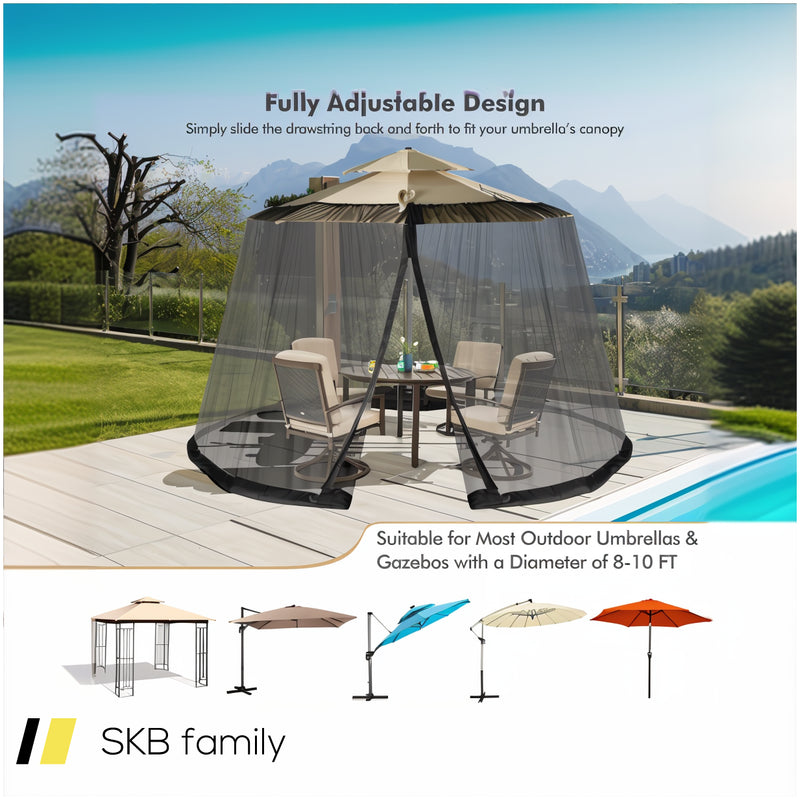 8-12 Feet Patio Umbrella Table Mesh Screen Cover Mosquito Netting 240615-230199