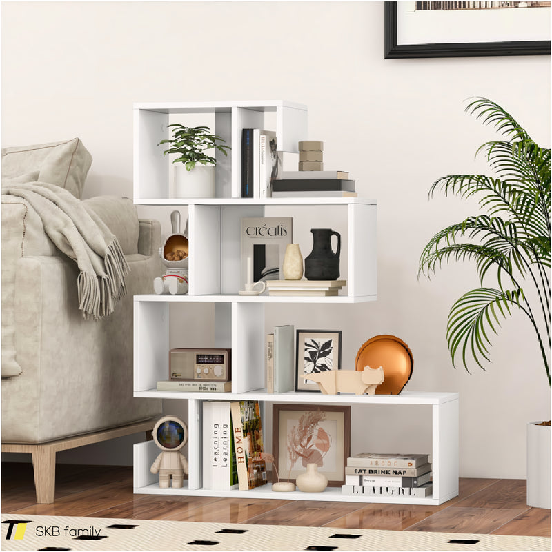 5-Tier S-Shaped Bookshelf Geometric Z-Shelf Bookcase With Open Cubes 240615-230204