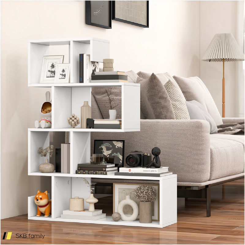 5-Tier S-Shaped Bookshelf Geometric Z-Shelf Bookcase With Open Cubes 240615-230204