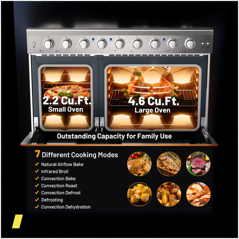 48 Inches Freestanding Natural Gas Range With 7 Burners Cooktop 240615-230205