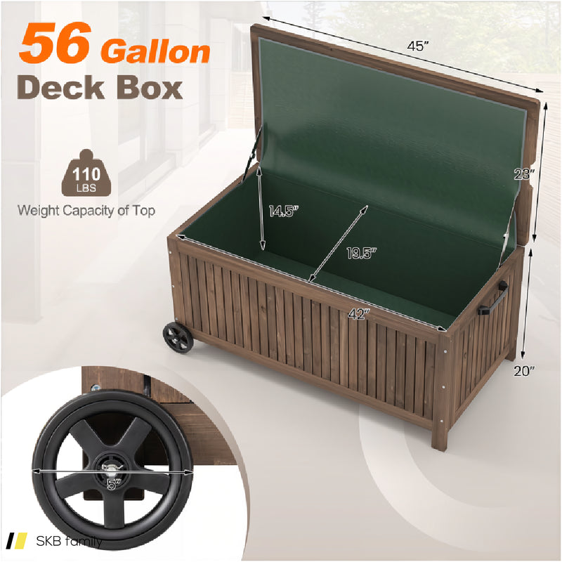 56-Gallon Wood Deck Box With Removable Waterproof Pe Liner 240615-230207