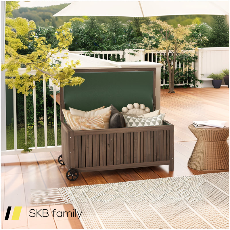 56-Gallon Wood Deck Box With Removable Waterproof Pe Liner 240615-230207