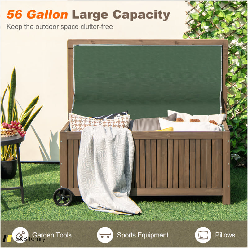 56-Gallon Wood Deck Box With Removable Waterproof Pe Liner 240615-230207