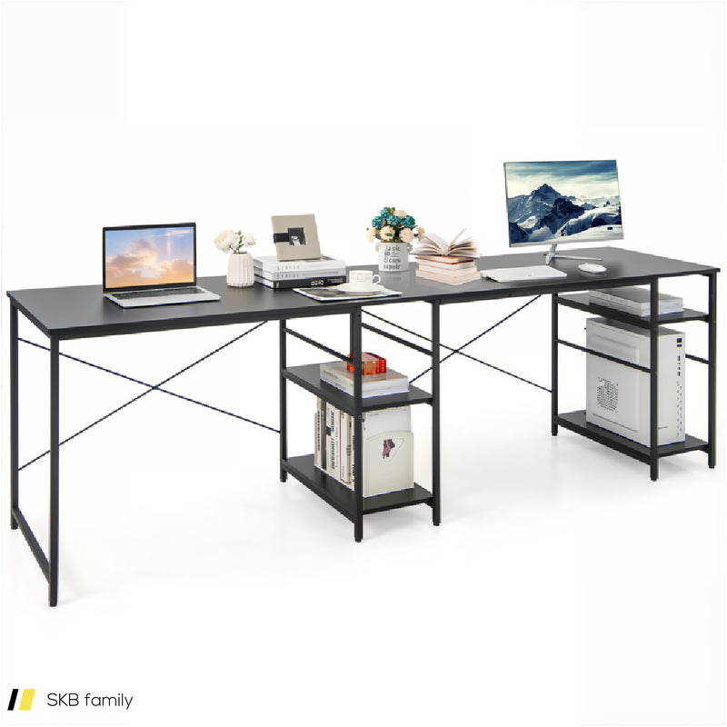 L-Shaped Computer Desk With 4 Storage Shelves And Cable Holes 240515-230761