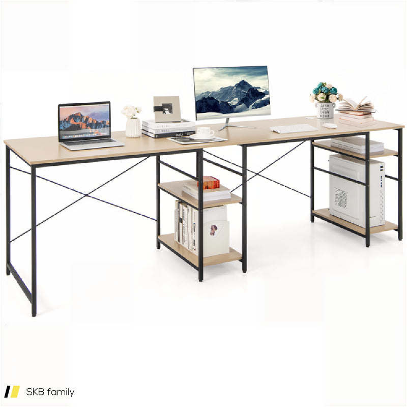 L-Shaped Computer Desk With 4 Storage Shelves And Cable Holes 240515-230761