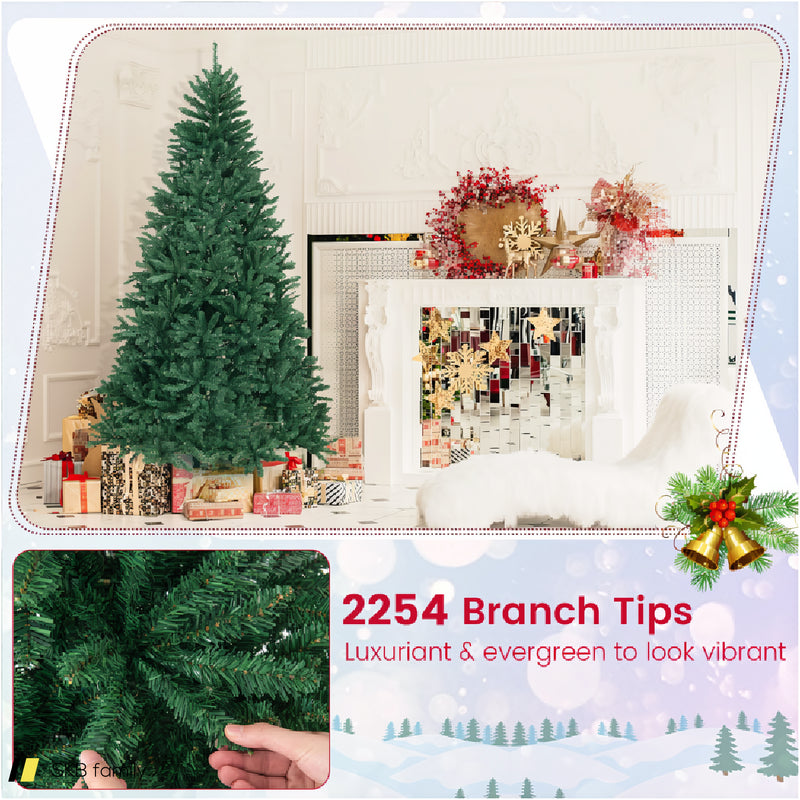 7.5 Feet Artificial Christmas Tree With Folding Metal Stand 240515-230776