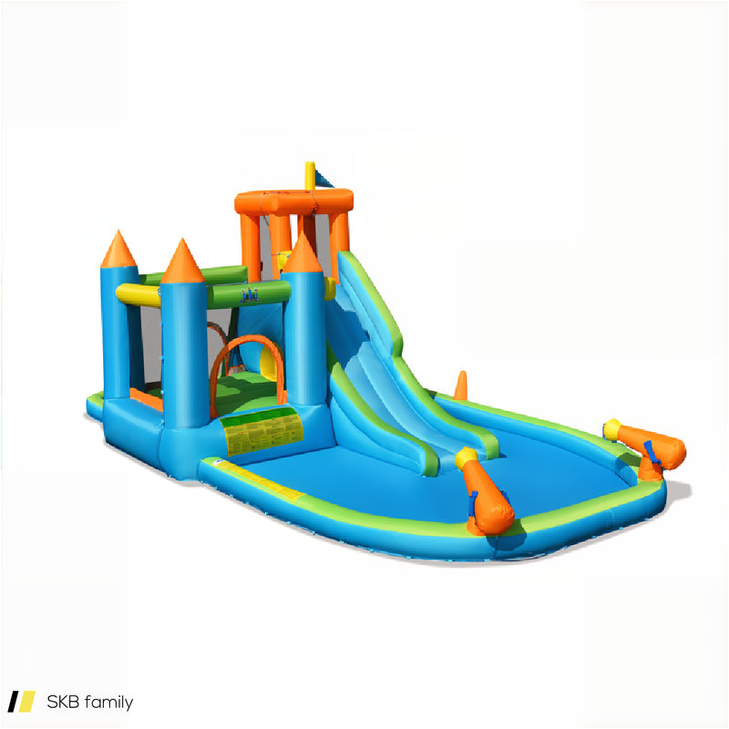 Inflatable Water Slide Kids Bounce House Splash Water Pool With 735w Blower 240515-230782