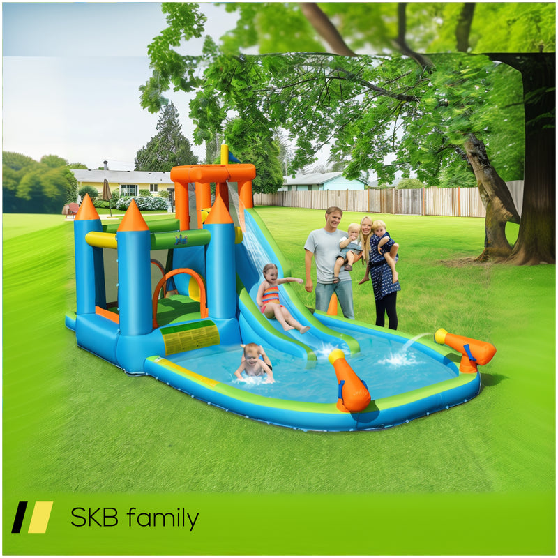 Inflatable Water Slide Kids Bounce House Splash Water Pool With 735w Blower 240515-230782