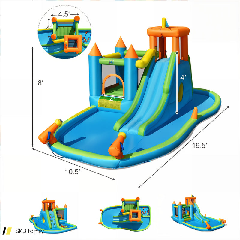 Inflatable Water Slide Kids Bounce House Splash Water Pool With 735w Blower 240515-230782