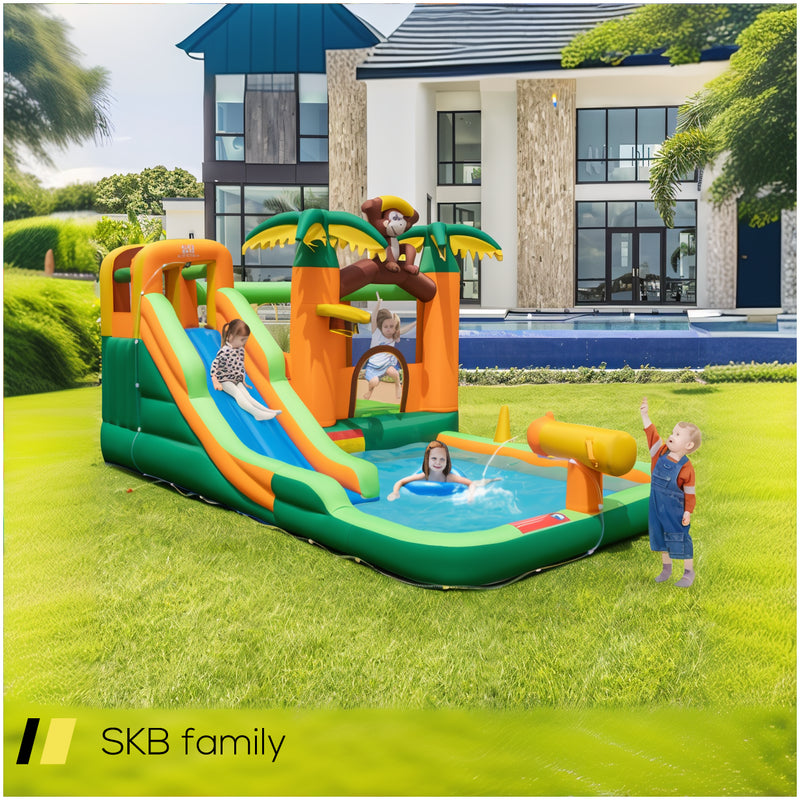 Monkey-Themed Inflatable Bounce House With Slide Without Blower 240515-230786