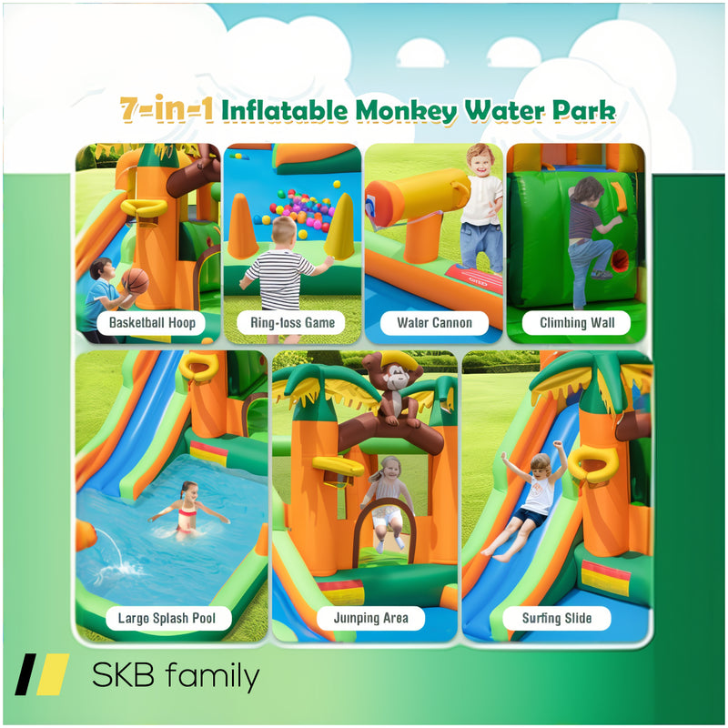 Monkey-Themed Inflatable Bounce House With Slide Without Blower 240515-230786