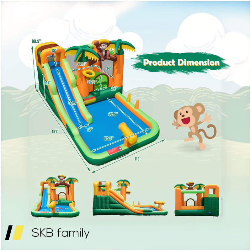 Monkey-Themed Inflatable Bounce House With Slide Without Blower 240515-230786