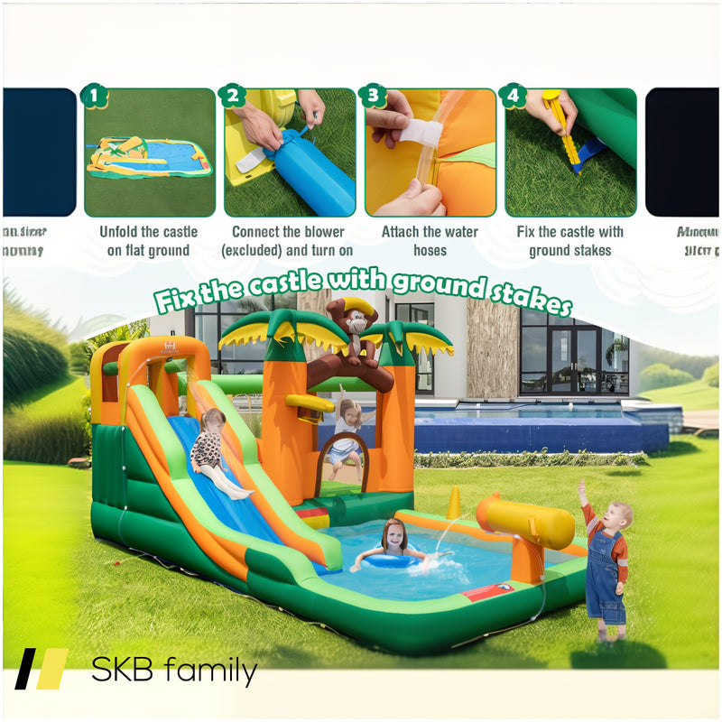 Monkey-Themed Inflatable Bounce House With Slide Without Blower 240515-230786