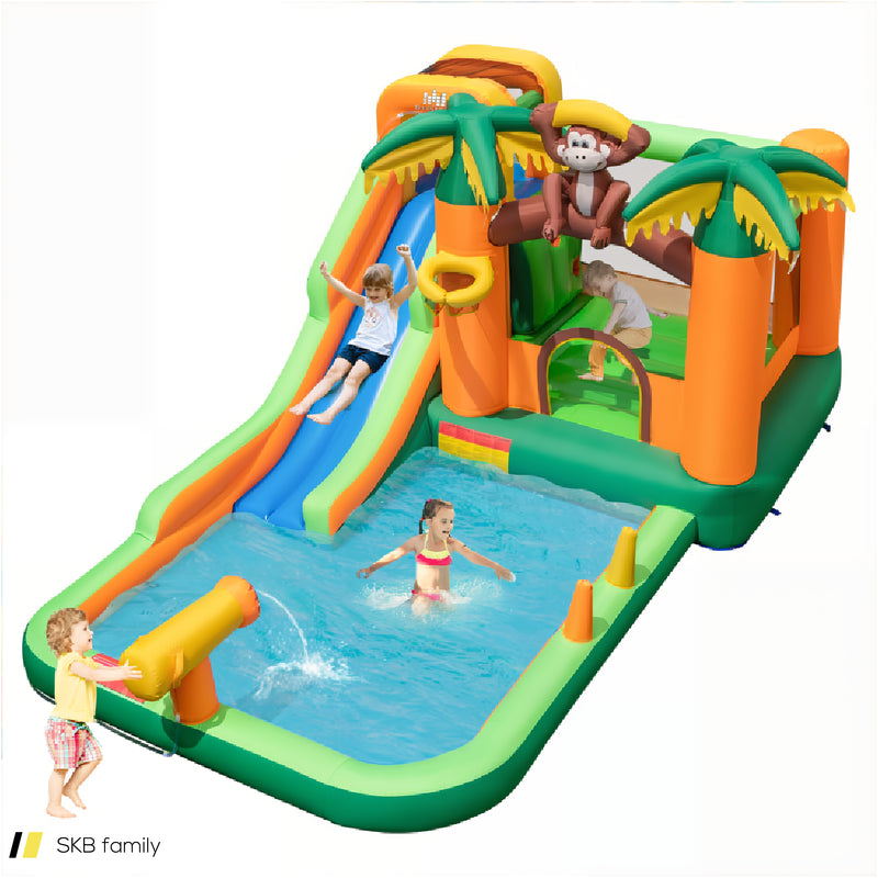 Monkey-Themed Inflatable Bounce House With Slide Without Blower 240515-230786