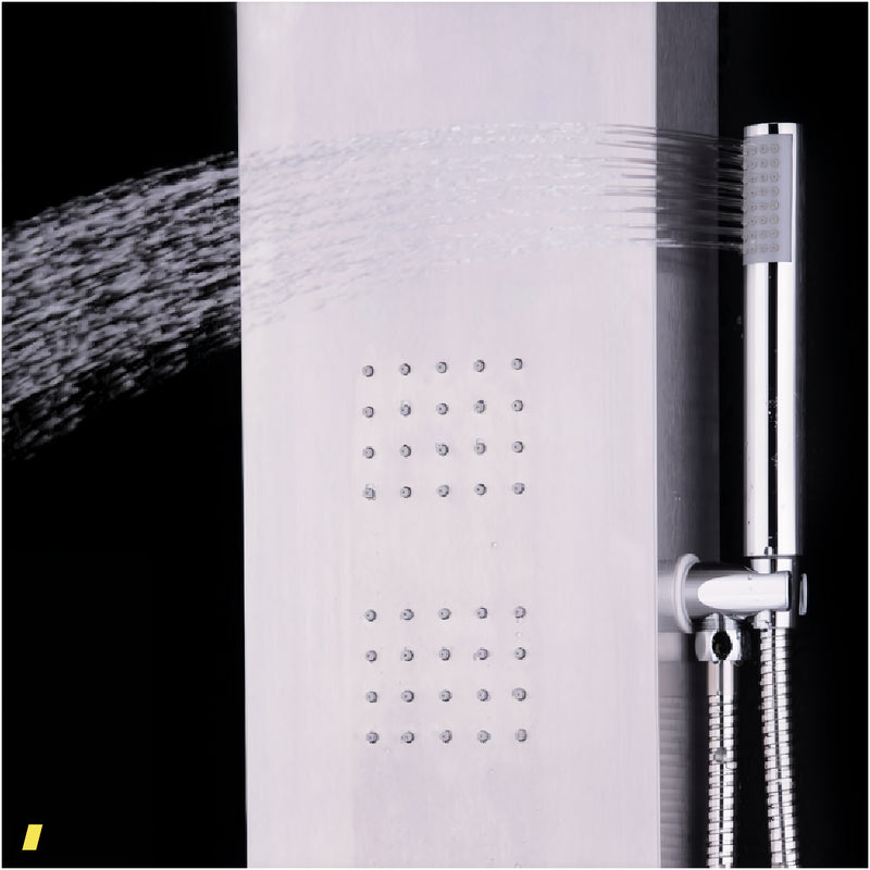 55 Inch Brushed Stainless Steel Shower Panel Rainfall Waterfall 240515-230789