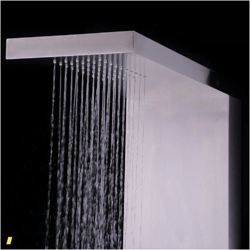 55 Inch Brushed Stainless Steel Shower Panel Rainfall Waterfall 240515-230789