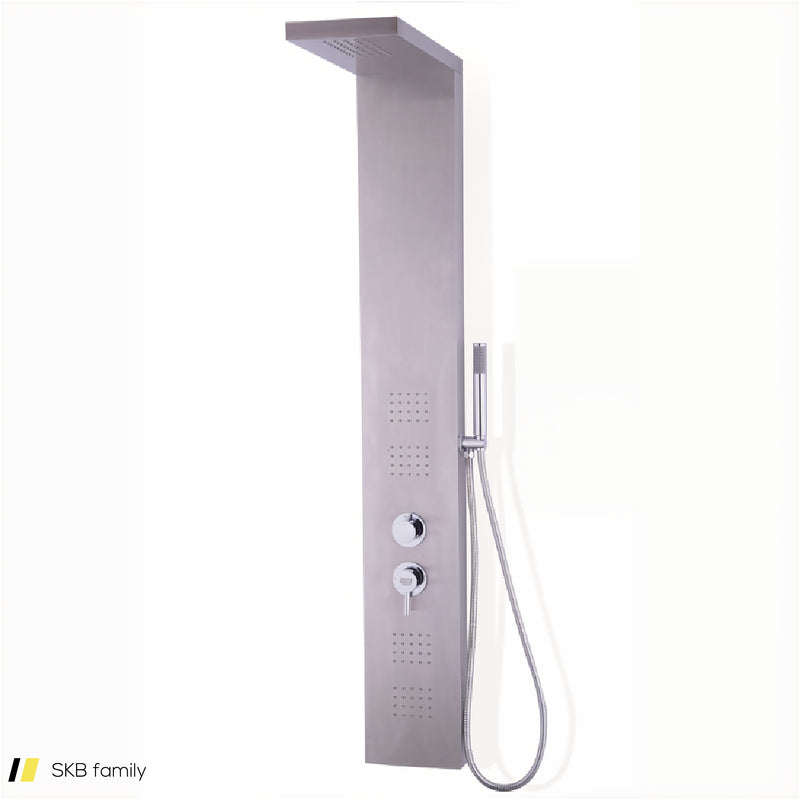 55 Inch Brushed Stainless Steel Shower Panel Rainfall Waterfall 240515-230789