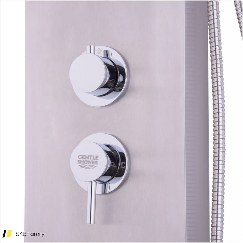 55 Inch Brushed Stainless Steel Shower Panel Rainfall Waterfall 240515-230789