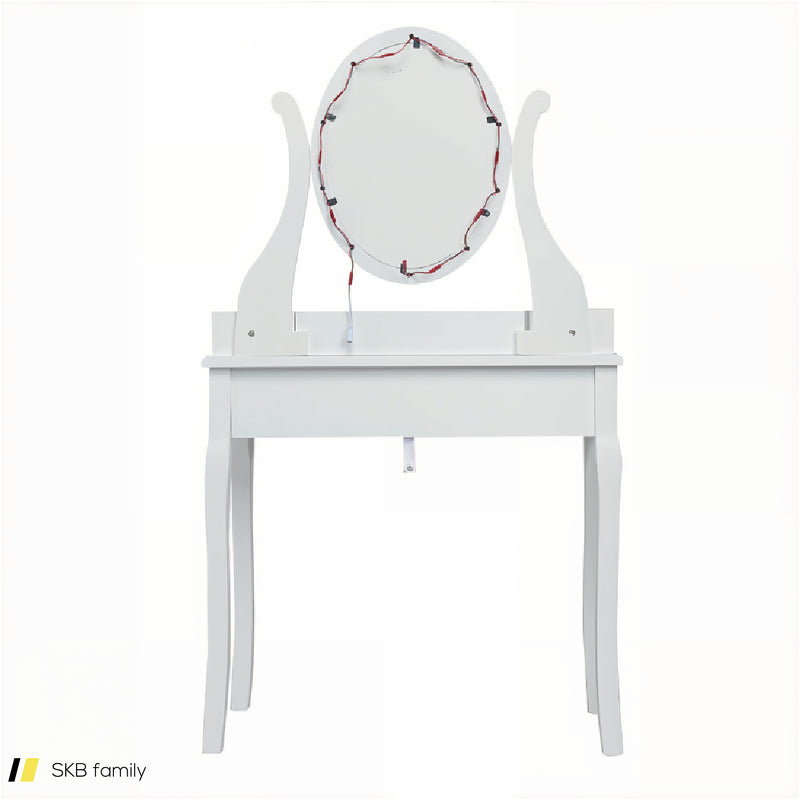 10 Dimmable Lights Vanity Table Set With Lighted Mirror And Cushioned Stool 240515-230796