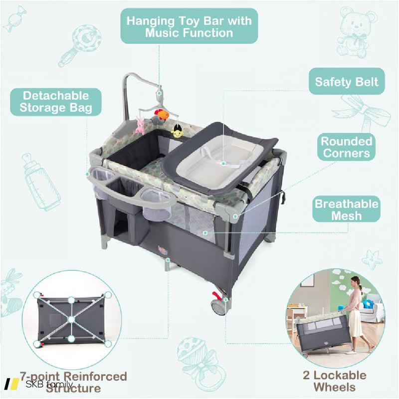 5-In-1 Portable Baby Beside Bassinet With Diaper Changer 240515-230800