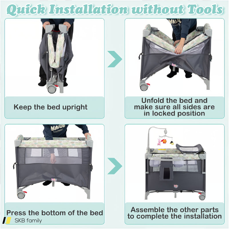 5-In-1 Portable Baby Beside Bassinet With Diaper Changer 240515-230800