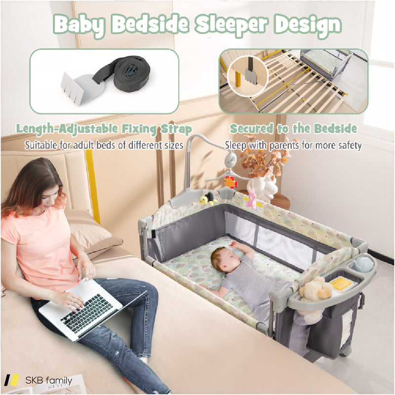 5-In-1 Portable Baby Beside Bassinet With Diaper Changer 240515-230800